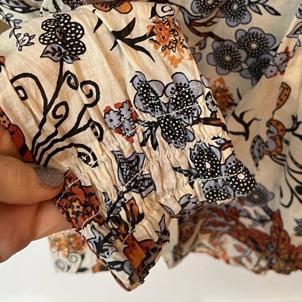 ELAN Women’s Floral Blouse Size Large Boho Bohemian Cottagecore Praire - Picture 2 of 5